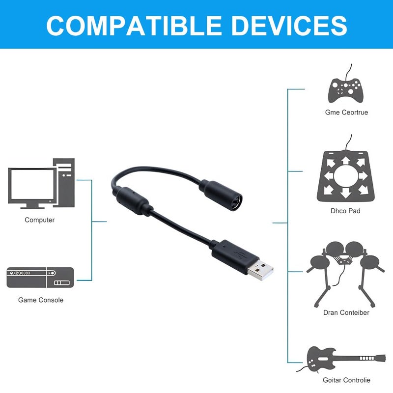 CfoPiryx Breakaway Wired Game Controller Stable for Xbox 360, Adapter Controller USB Breakaway Cable, 25cm - Image 3